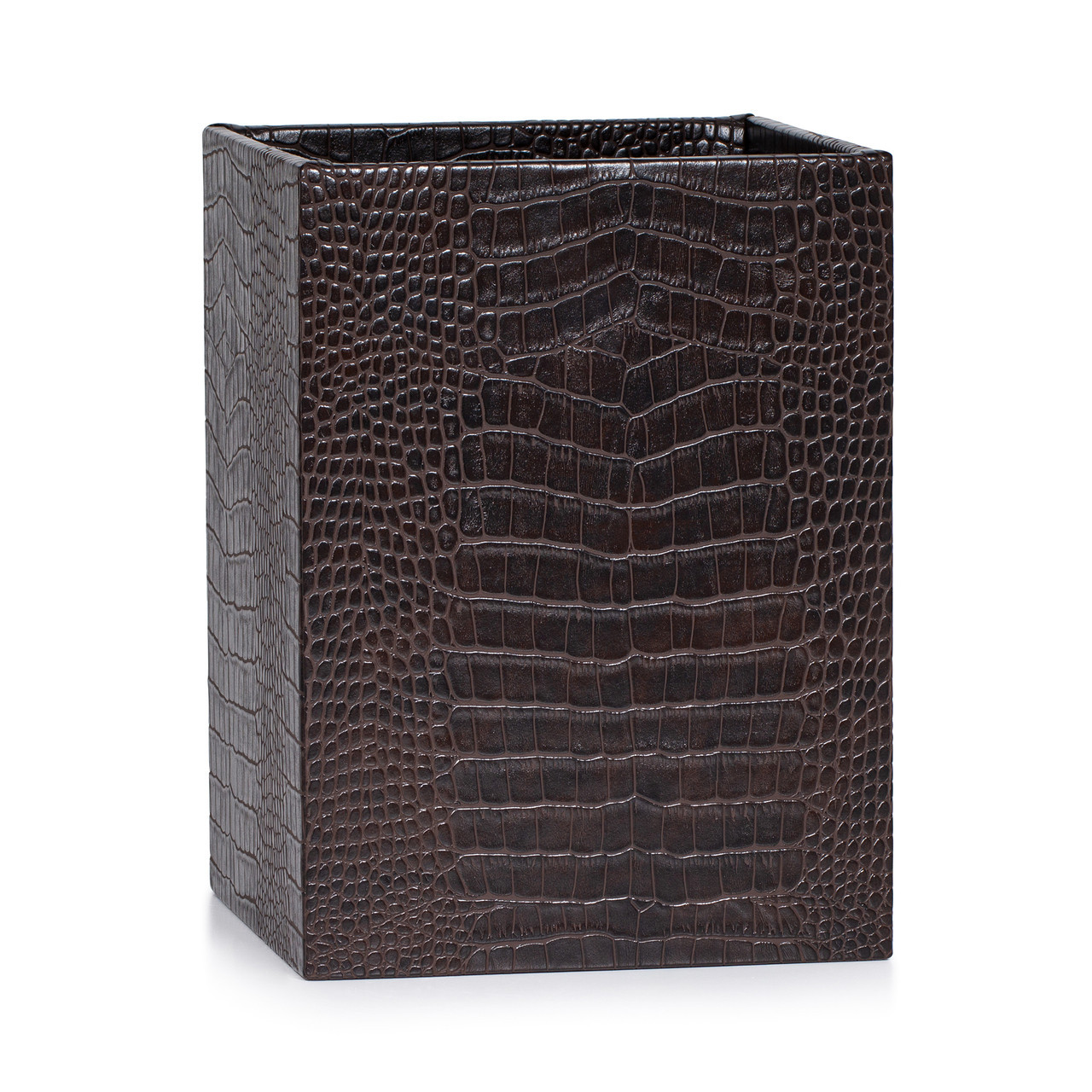 Brown Faux Croc Waste Basket | Gator Collection