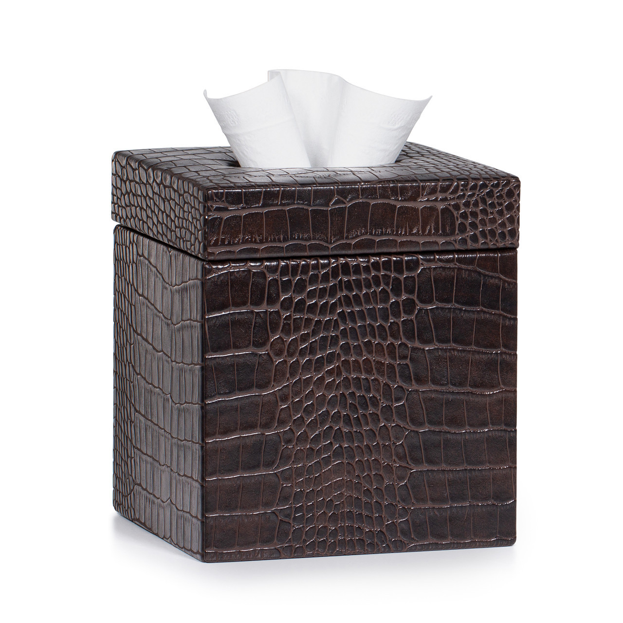 Brown Faux Croc Tissue Box | Gator Collection