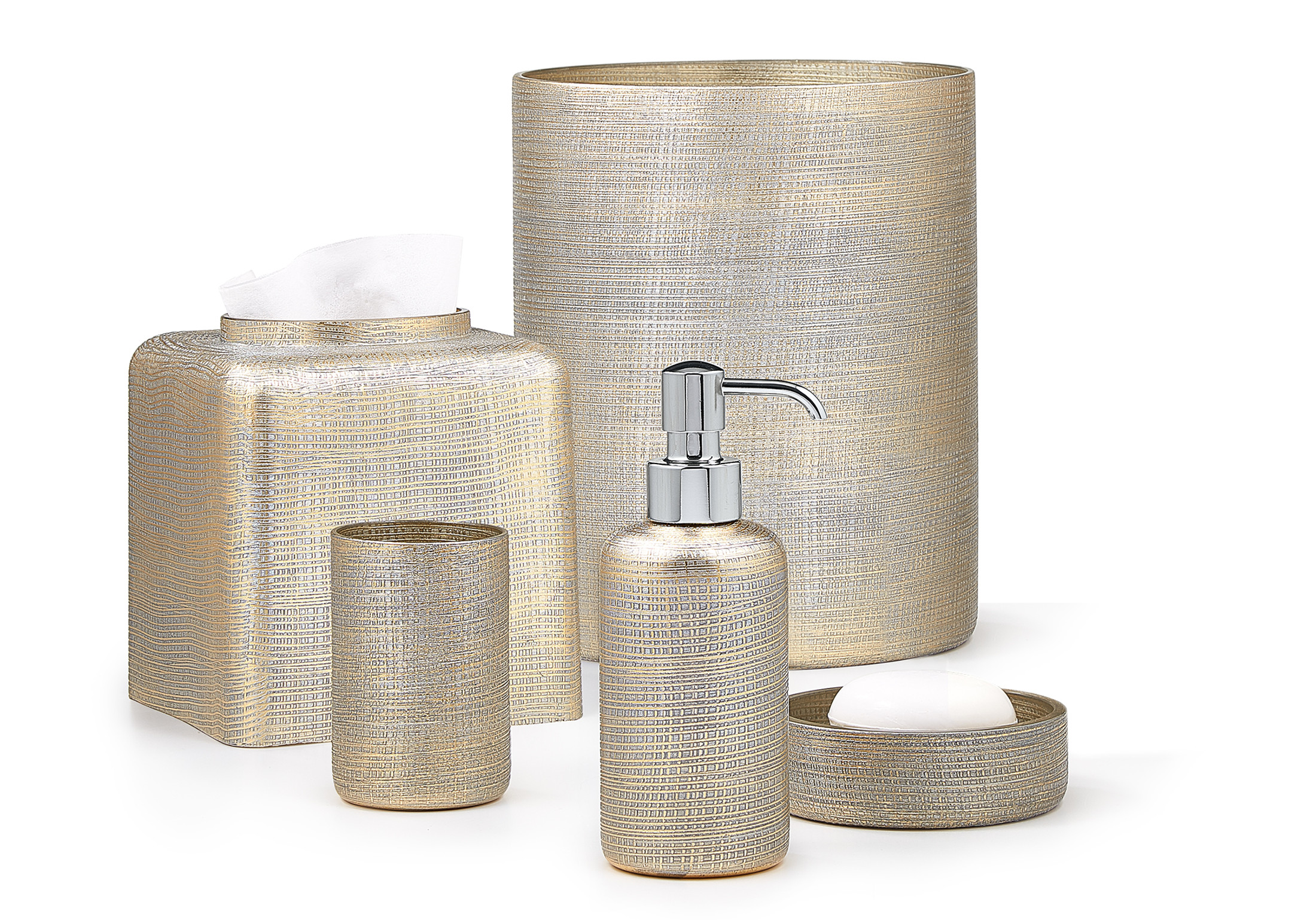 Luxe Gold and Silver Bathroom Set - Woven Collection