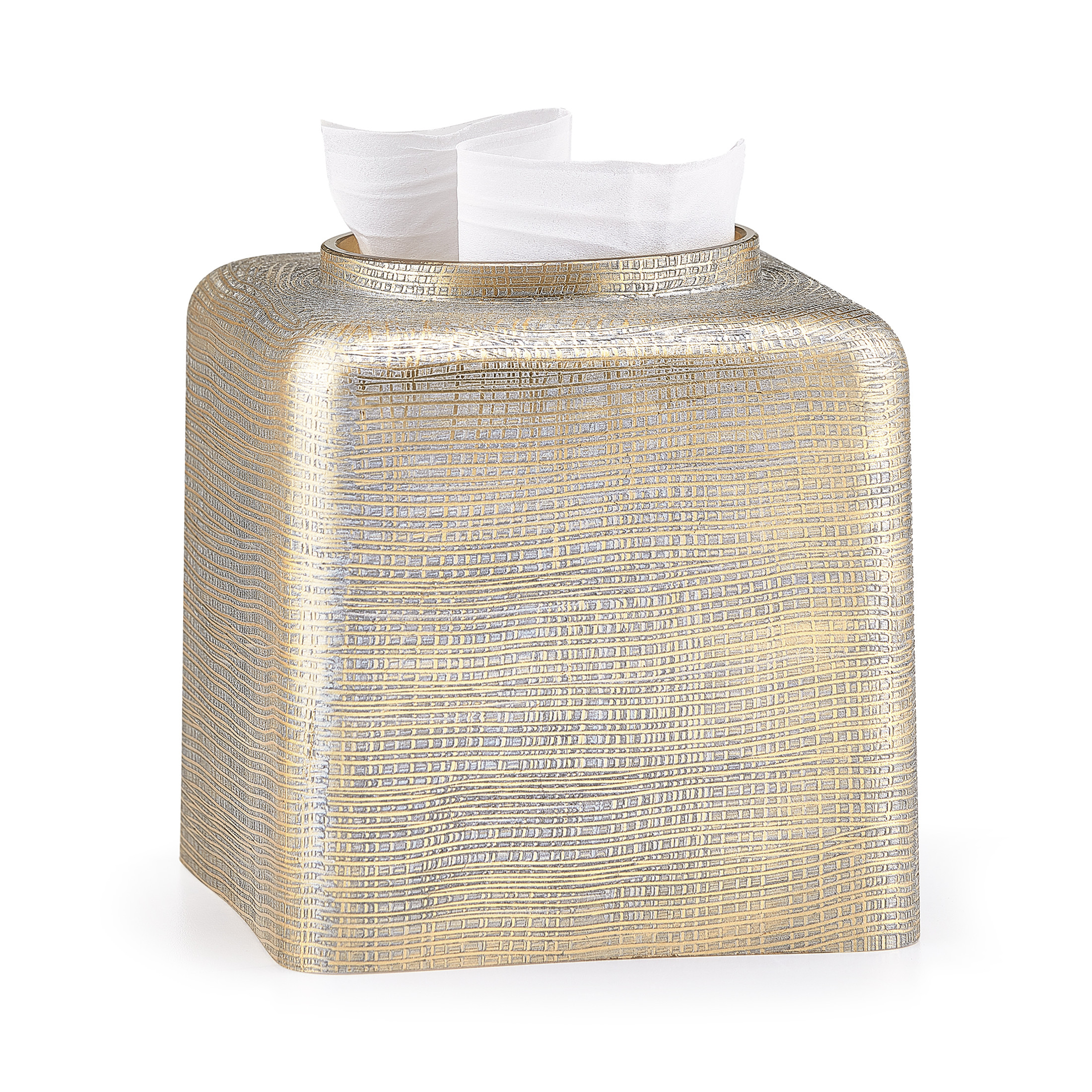 Gold and Silver Tissue Box - Italy - Woven Bath Set | Labrazel