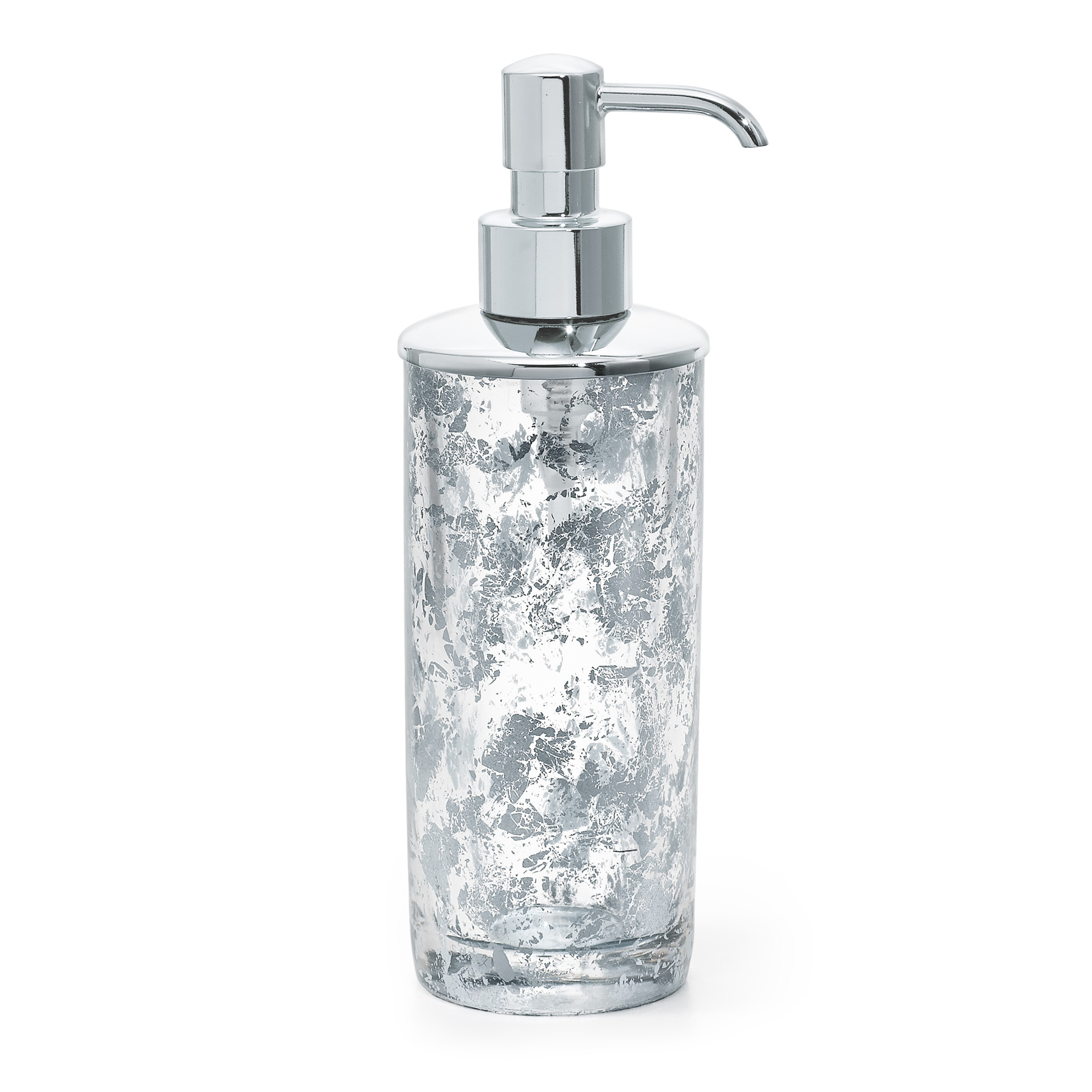 Rippled Glass Soap Dispensers - Silver Pump