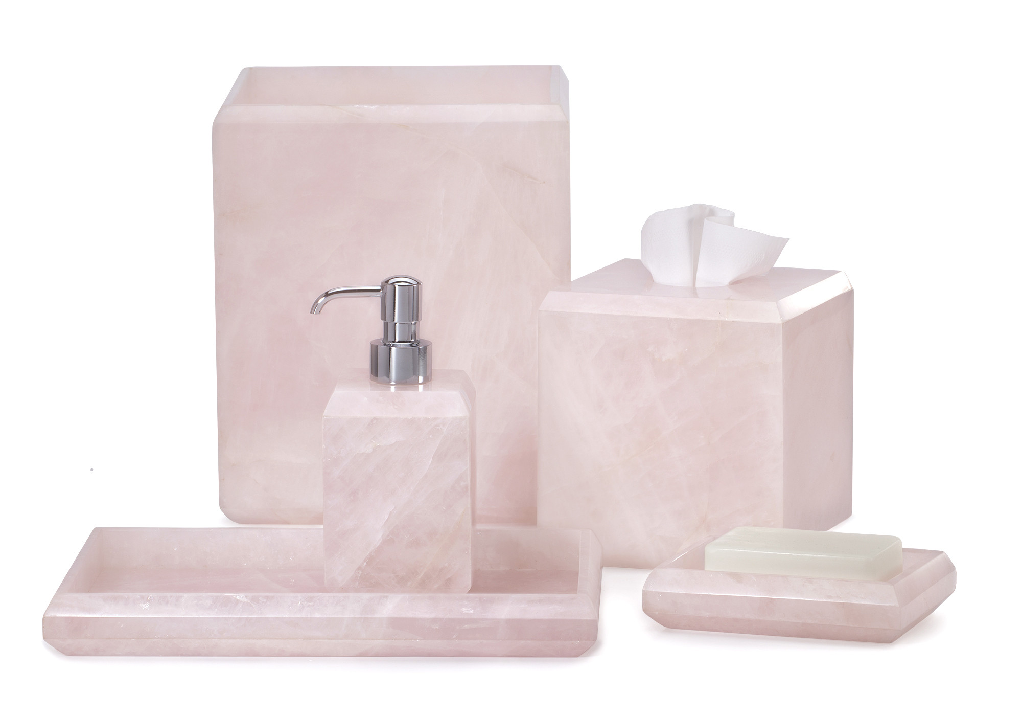 Translucent Rose Quartz Bath Accessories | Labrazel