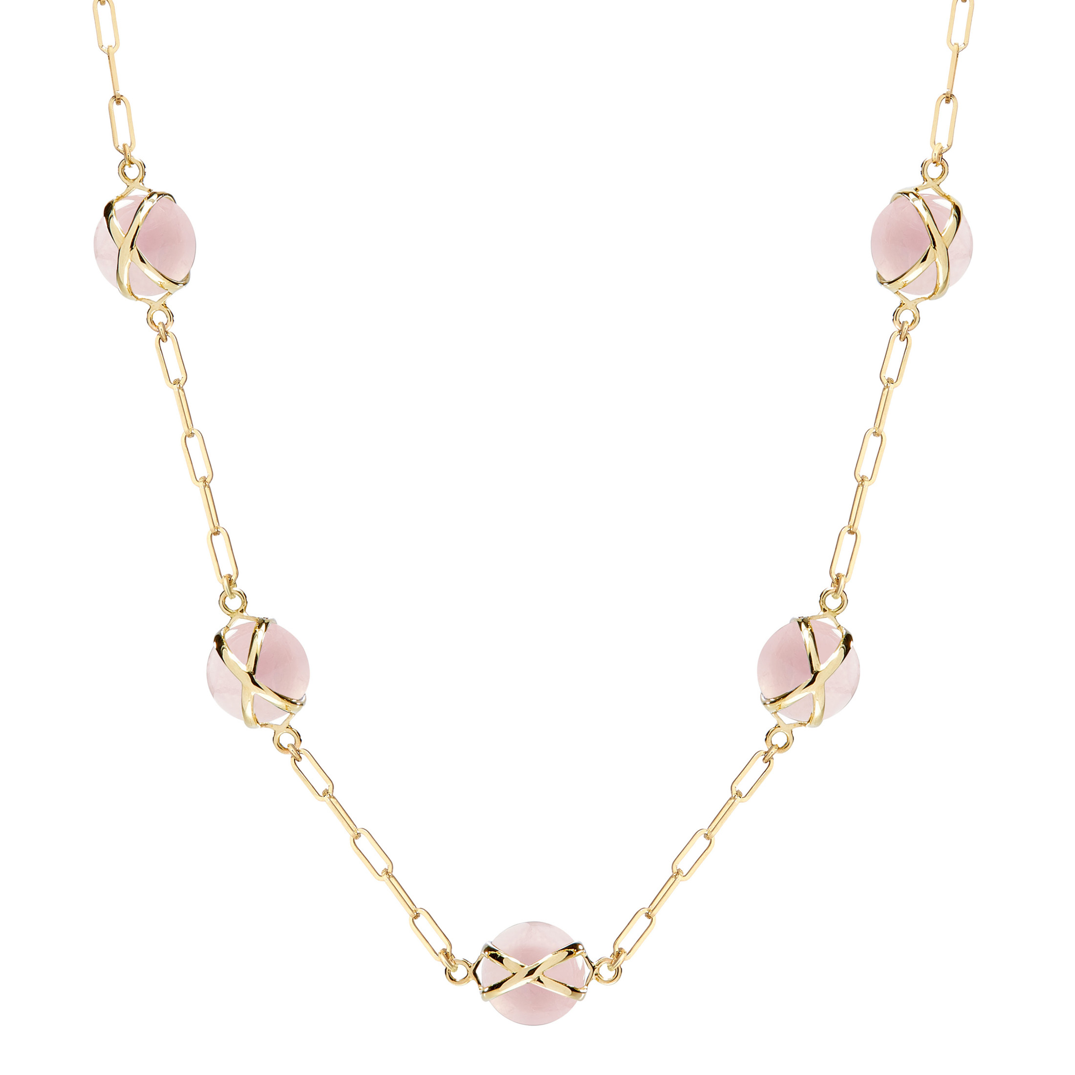 Prisma Rose Quartz Paperclip Chain Necklace