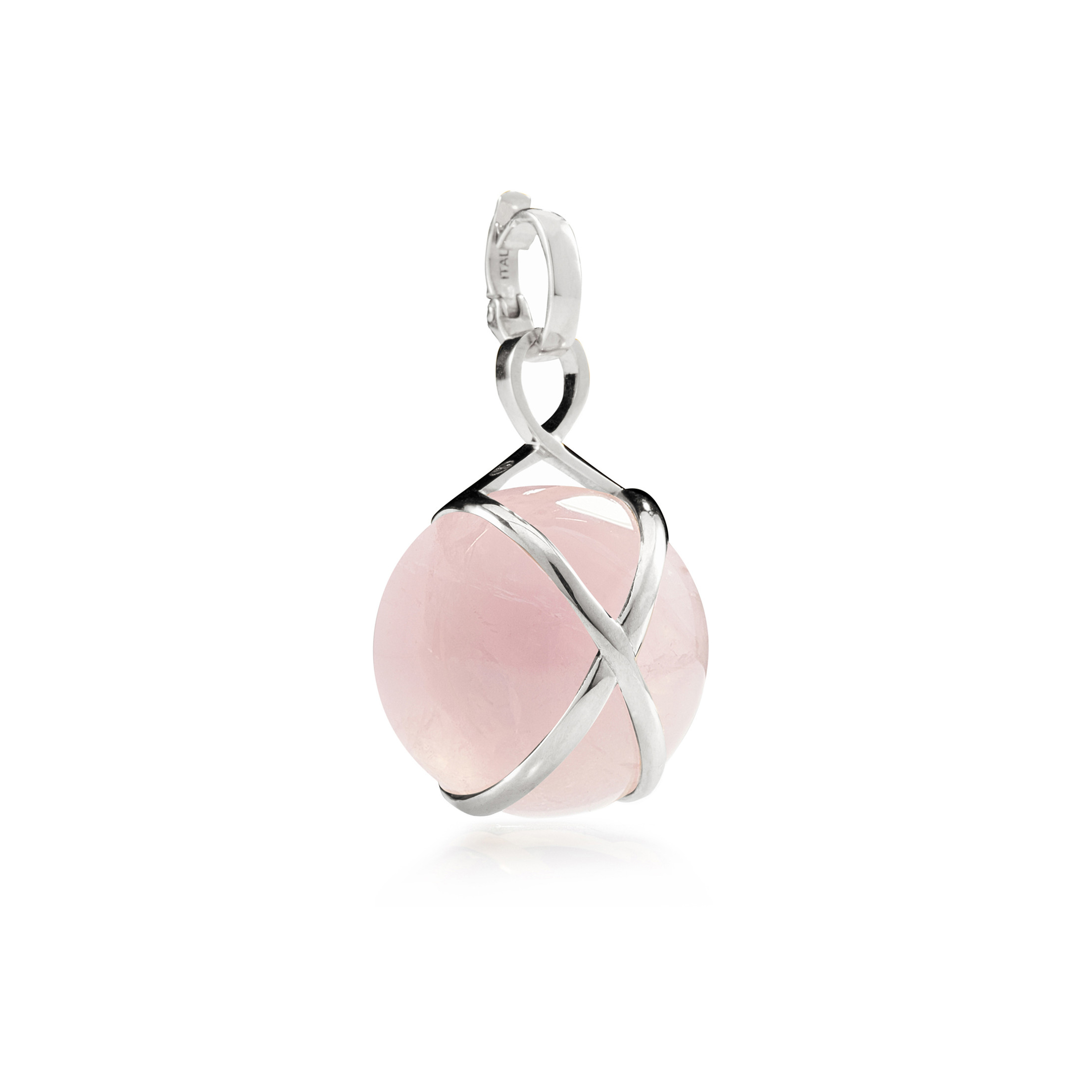 Prisma Rose Quartz Pendant in White Gold - Medium