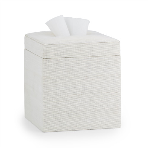 Gold and White Ceramic Tissue Box Cover