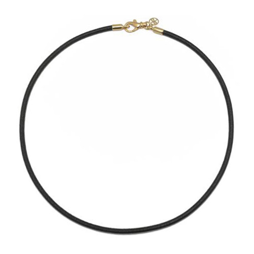 Black Leather and Gold Necklace