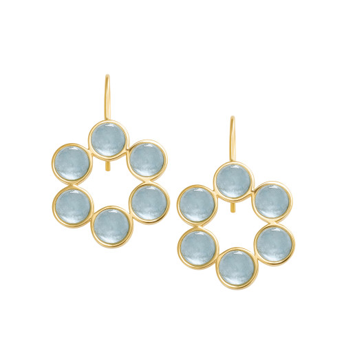 Bubbles Circle Earrings with Aquamarine