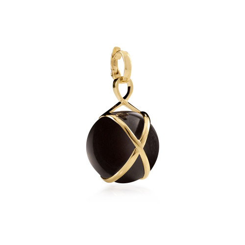 Prisma Black Agate Pendant in Yellow Gold - Large