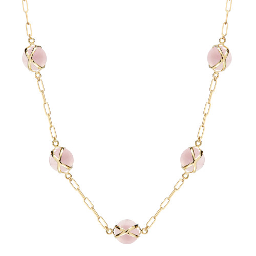 Prisma Rose Quartz Paperclip Chain Necklace