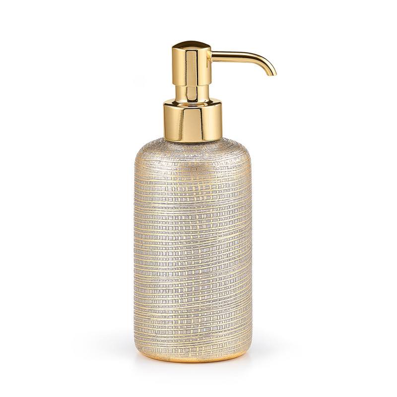 Gold and Silver Soap Dispenser - Italy - Woven Bath Set