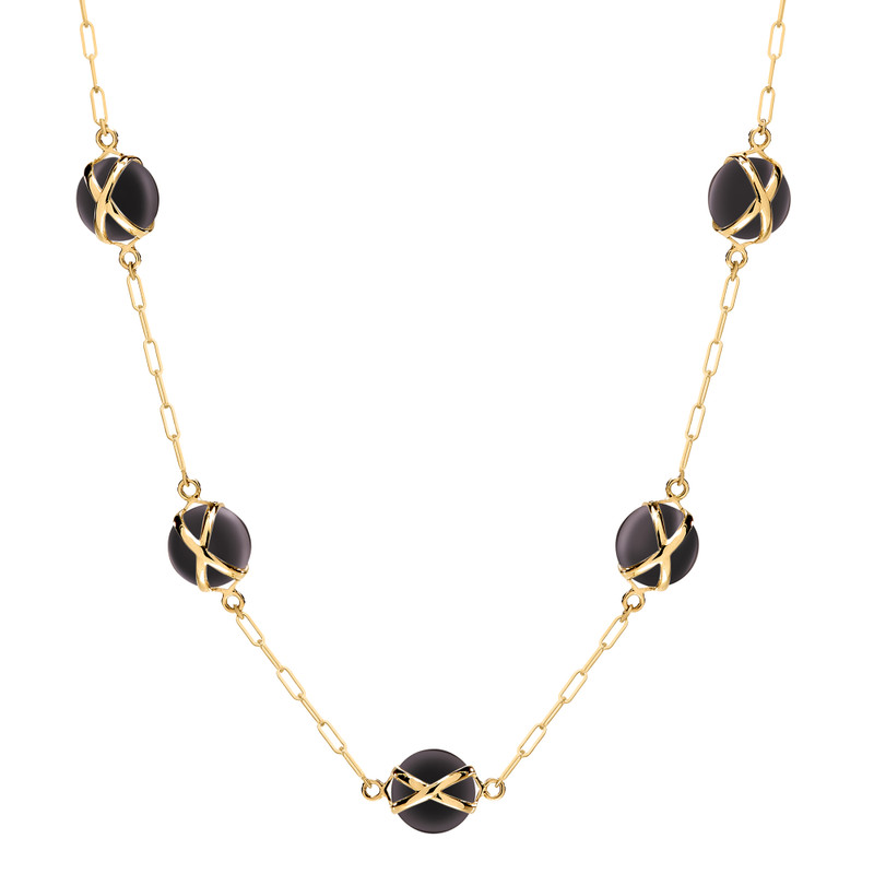 Prisma Black Agate Paperclip Chain Necklace