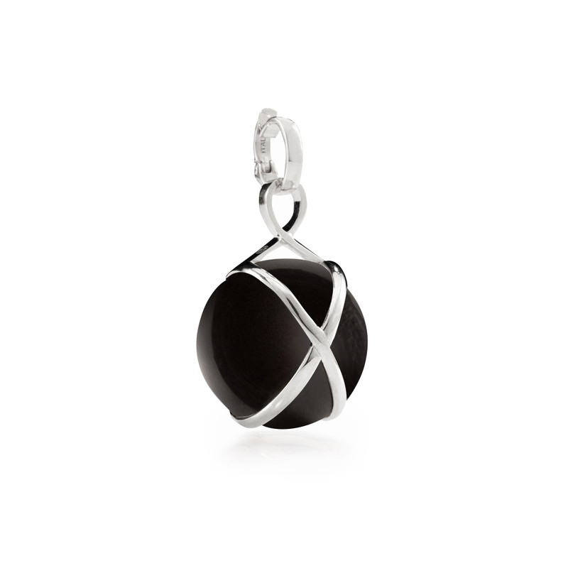 Prisma Black Agate Pendant in White Gold - Medium