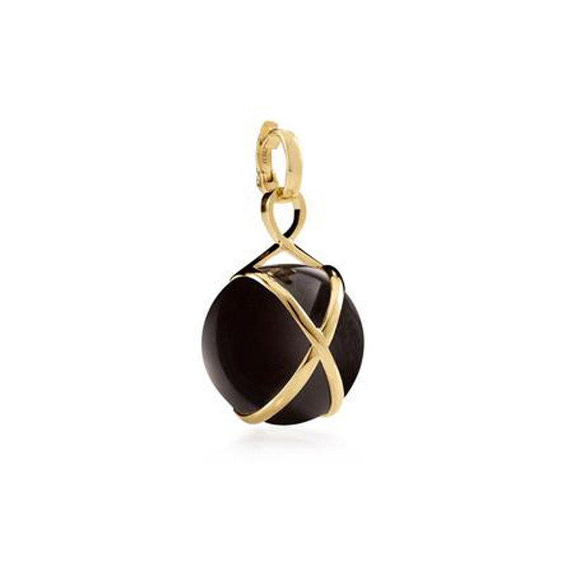 Prisma Black Agate Pendant in Yellow Gold - Medium