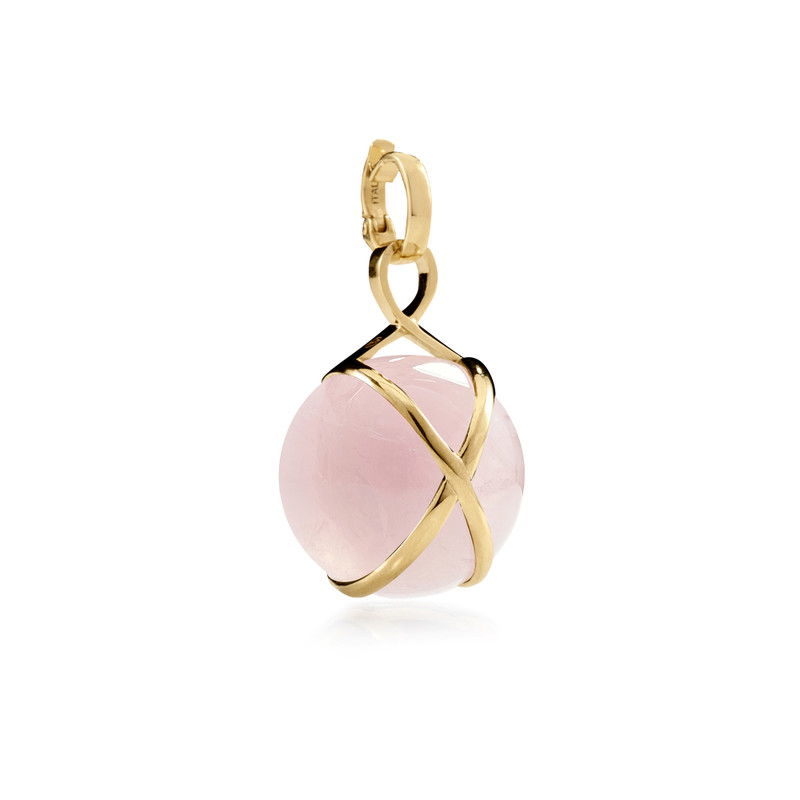 Prisma Rose Quartz Pendant in Yellow Gold - Medium