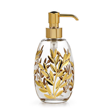 Elegant Glass Soap Dispenser with Gold Accents - Vine