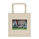 "Farmhouse Puppy Trio" Blue Great Dane Pups Enjoying The Day Roomy Square Bottom Tote Bag