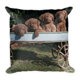 "Chessies On The Wagon" and "Sweet Dreams" Chessie - Chesapeake Bay Retriever Puppies Decorative Pillow - Double Sided