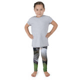 "Rustic Golden Love" Kid's Leggings Golden Retriever Puppy Sitting On Tractor Seat