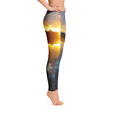 "Gold Dusk" Sunset Women's All-Over Leggings - Dennis' Secret Pond, Maine