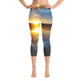 "4am Sunrise" Colorful Women's All-Over YOGA Capri Leggings - Dennis' Secret Pond, Maine