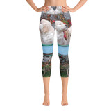 "Rustic Wagon Pups" Golden Retriever Puppies Women's YOGA Capri Leggings