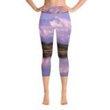 "Reflection Pond Sunset" Women's All-Over YOGA Capri Leggings - Mt. McKinley, Denali National Park, Alaska