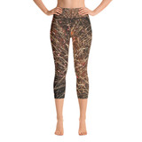 "Lit Up" Abstract Women's All-Over YOGA Capri Leggings - 4th of July Fireworks - Hudson River, New York City