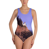 "The Beacon" Women's One-Piece Swimsuit - Bass Harbor Head Lighthouse Acadia National Park, Maine