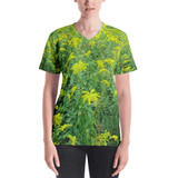 "Blooming Ferns" Women's All-Over V-Neck T-Shirt - Harriman State Park, New York