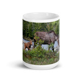 15oz Coffee Mug - Mother Moose and Twin Newborn Calves Maine - Dennis Glennon Photography