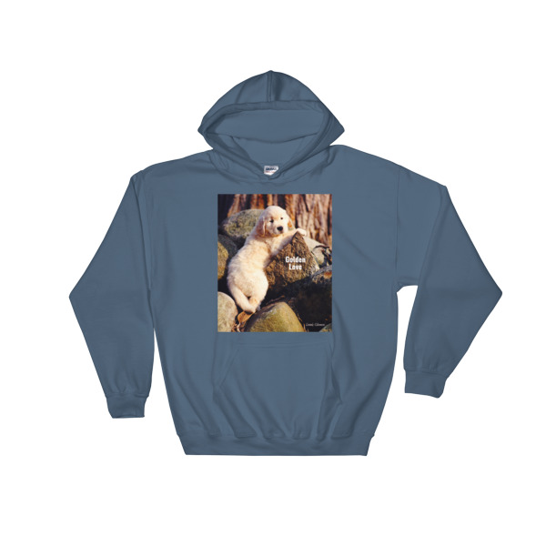"Buddy On The Rocks" The Original Golden Retriever Puppy Hooded Sweatshirt - Authentic Dennis Glennon