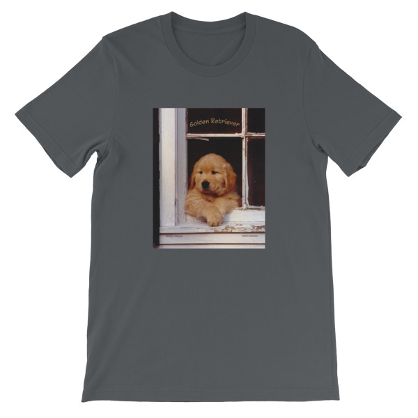 "Buddy's Window"  Adult Unisex Short-Sleeve T-Shirt "The" Original Golden Retriever Puppy - Authentic Dennis Glennon