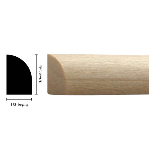 126 Poplar Shoe Moulding - 1/2" x 3/4"