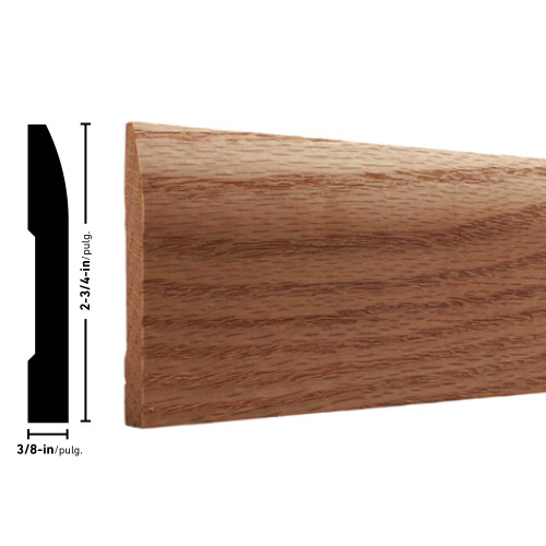 L724 Oak Baseboard - 3/8" x 2-3/4"