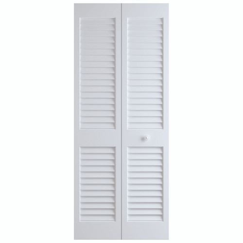 Frameport 1-3/8" Primed Bifold Plantation Louver/Louver - 6-8