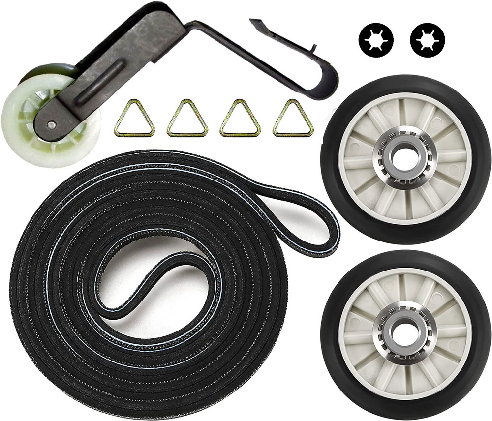 Whirlpool LGQ9508PG0 Dyer Drum Rollers Idler Pulley Belt Kit