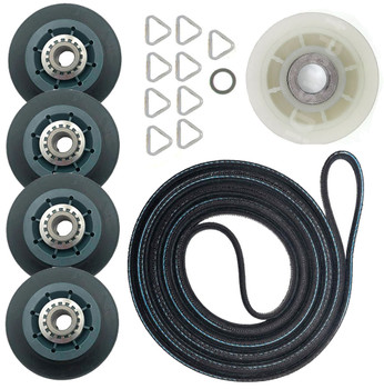 Maytag YMED9000YW3 Dryer Drum Rollers Idler Pulley Belt Repair Kit