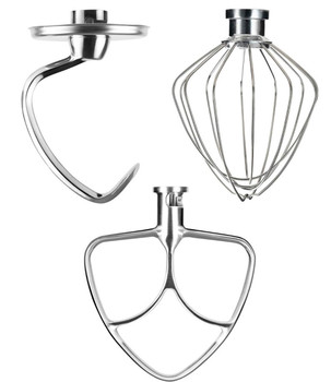 KitchenAid KSM90PSOB0 Stand Mixer Stainless Steel Heavy Duty Dough Hook, Flat Beater, Wire Wisk Set