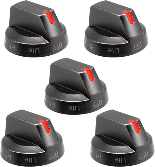 Samsung DG64-00473B Range Oven Black Stainless Steel Knobs (5 Pack)