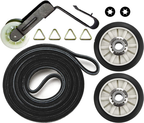 Whirlpool 7MWG66705WM0 Dyer Drum Rollers Idler Pulley Belt Kit