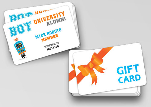 Custom plastic membership and gift cards — full color printed PVC cards for businesses, clubs, and retail programs, CR80 credit card size, gloss finish, made in USA