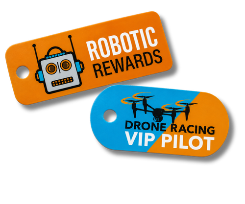 Custom plastic key tags in multiple shapes — rectangular and oval PVC key fobs for loyalty and VIP membership programs, full color printed with barcode or QR code, 30 mil, made in USA