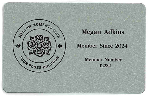 Custom printed plastic membership card for AMAC — matte finish 30 mil PVC with member name, member since date, and member number personalization, made in USA