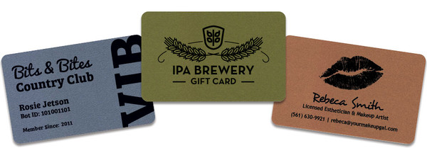 Custom metallic plastic cards — gold, silver, and bronze finish PVC cards for VIP membership and premium loyalty programs, credit card size, made in USA