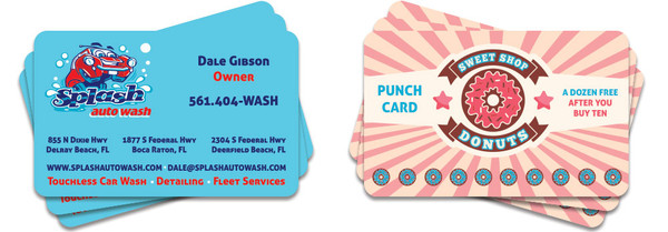Affordable thin plastic cards — lightweight PVC printed cards for loyalty programs and promotions, full color custom design, made in USA