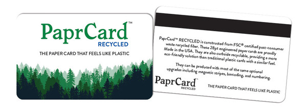 PaprCard custom paper gift cards — eco-friendly sustainable gift card alternative to plastic, full color printed with nature-inspired design, made in USA
