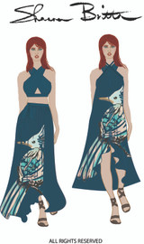 Blue Bird Convertible Wrap Skirt Dress