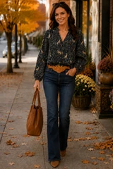 Le Bois Woodland Print Blouse