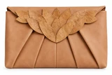 Tan Leather Leaf Clutch
