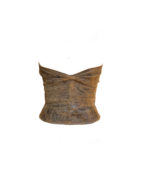 Distressed Leather Corset – Customizable Design